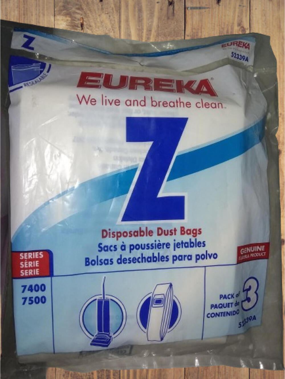Eureka Style Z 7400 7500 Series Disposable Dust Bags 52339A 1 pack of 3 Bags